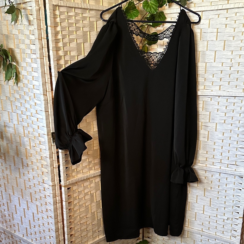 Elegant Black Dress with Lace Detail